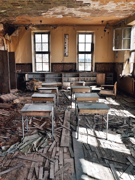 Interior of abandoned building