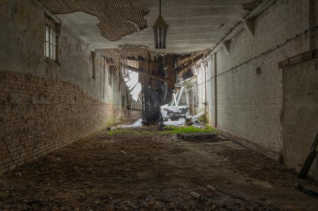 interior of abandoned building