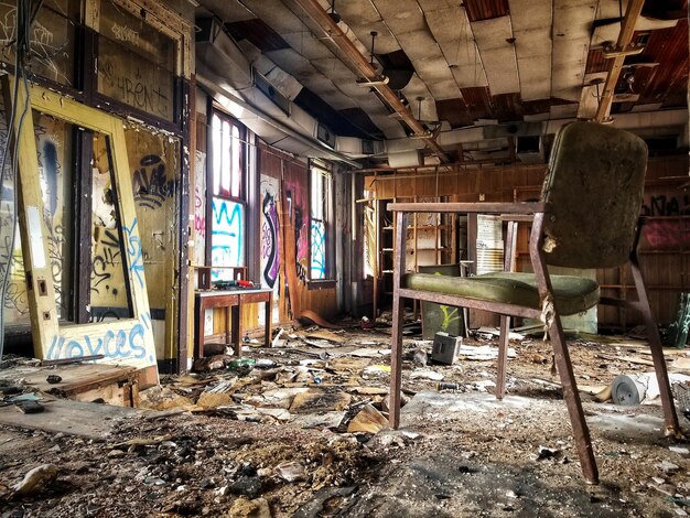 Photo interior of abandoned building