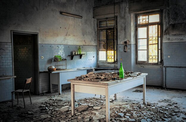 Photo interior of abandoned building