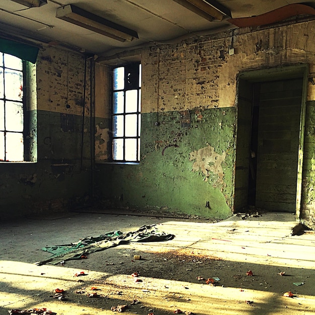 Photo interior of abandoned building