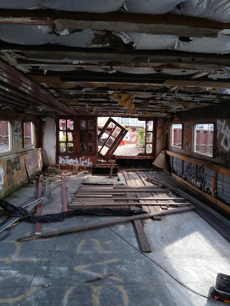 Interior of abandoned built structure