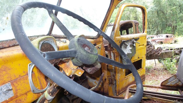 Interior of abandoned car