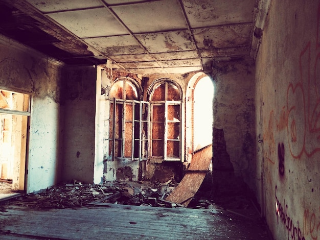 interior of abandoned damaged house