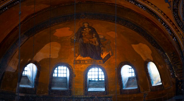 interior of ancient basilica Hagia Sophia