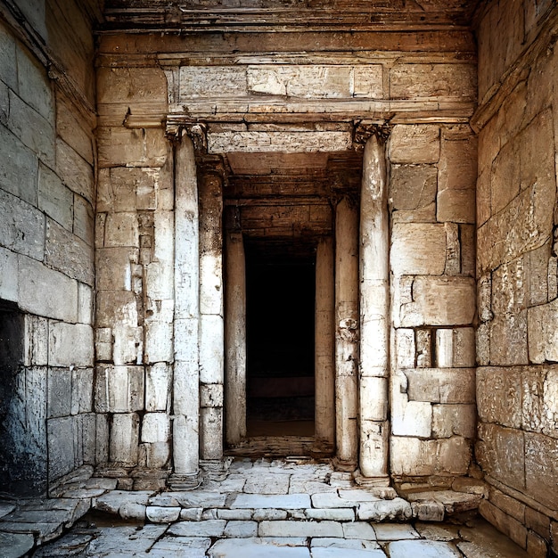 Interior of ancient ruined stone building