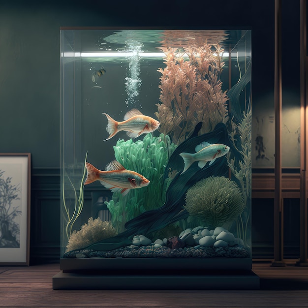 Premium Photo  Interior aquarium tank modern home design big fish tank  abstract generative ai illustration