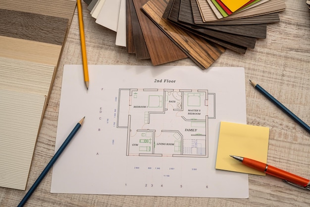 Interior architect project with pencil colour spectrum  renovation concept