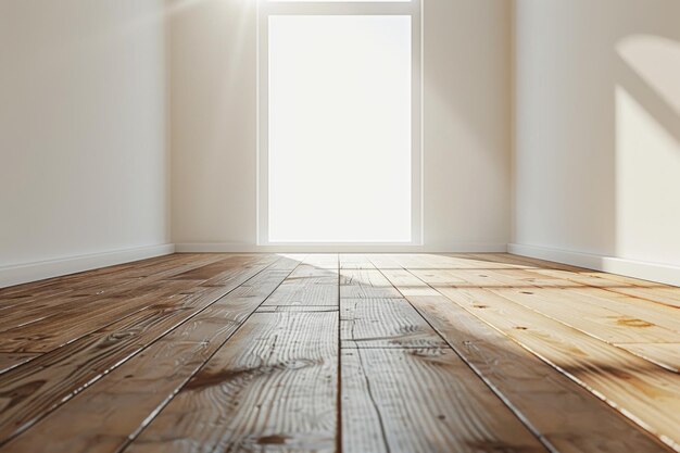 Photo interior background with wooden floor created with generative ai