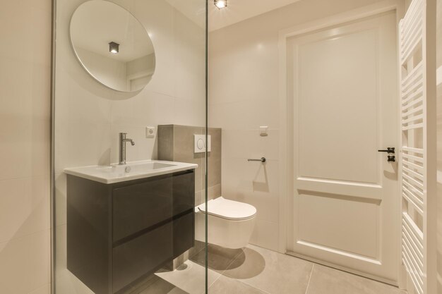 The interior of the bathroom in a cozy house