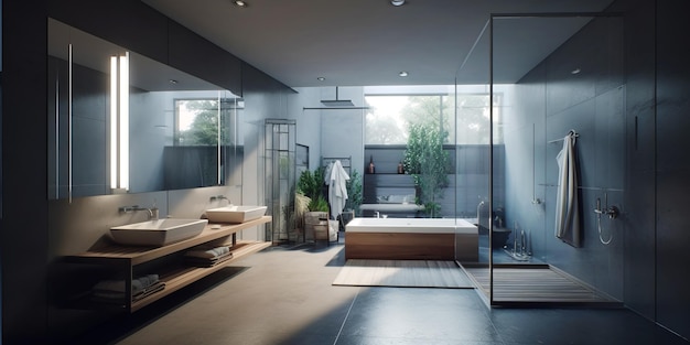 현대적인 스타일의 현대적인 집의 욕실 인테리어