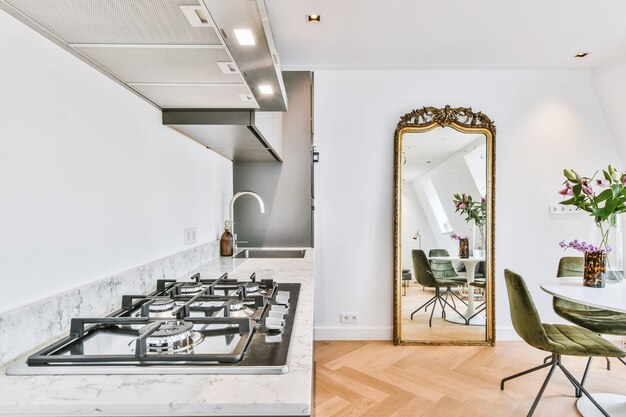 Interior of a beautiful kitchen of an elite house