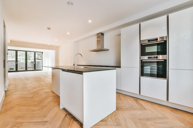 Interior of a beautiful kitchen of an elite house