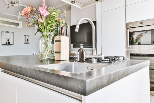 Interior of a beautiful kitchen of an elite house