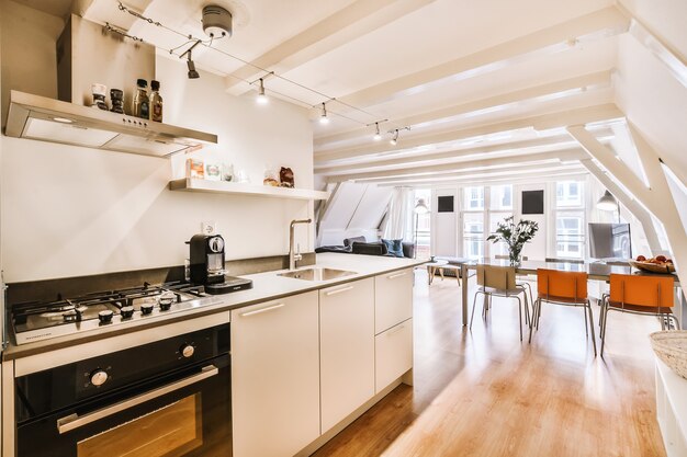 Interior of a beautiful kitchen of an elite house