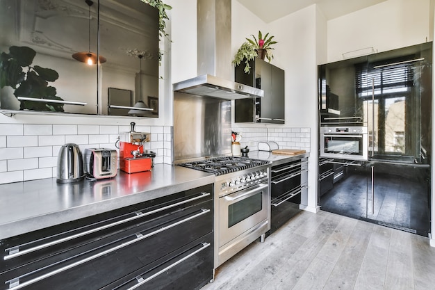 Interior of a beautiful kitchen of an elite house