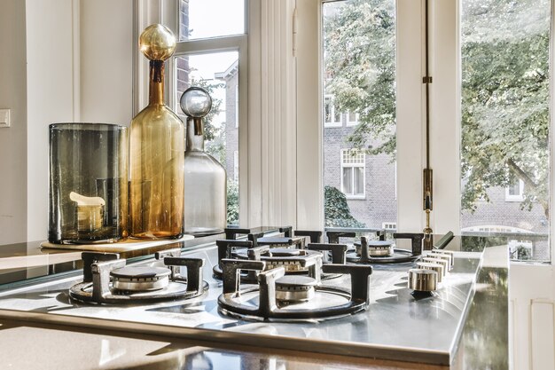 Interior of a beautiful kitchen of an elite house