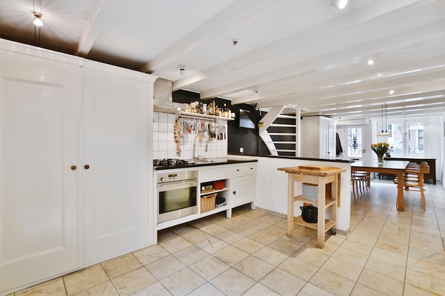 Interior of a beautiful kitchen of an elite house