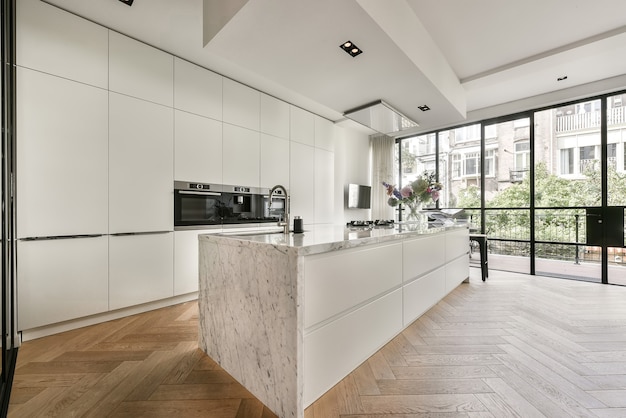 Interior of a beautiful kitchen of an elite house