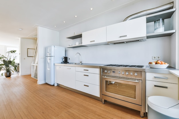 Interior of a beautiful kitchen of an elite house