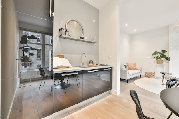 Photo interior of a beautiful kitchen of an elite house