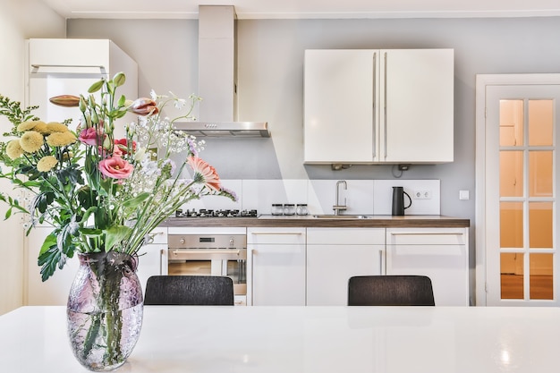 Interior of a beautiful kitchen of an elite house