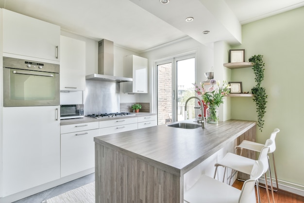 Interior of a beautiful kitchen of an elite house