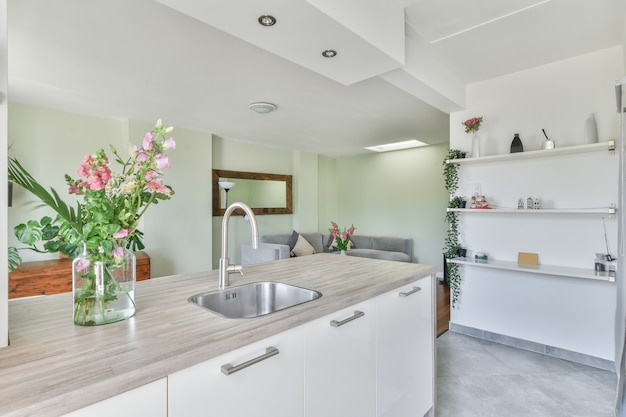 Interior of a beautiful kitchen of an elite house