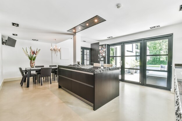 Interior of a beautiful kitchen of an elite house