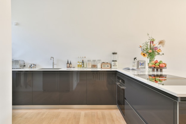 Interior of a beautiful kitchen of an elite house