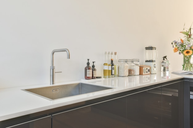 Interior of a beautiful kitchen of an elite house