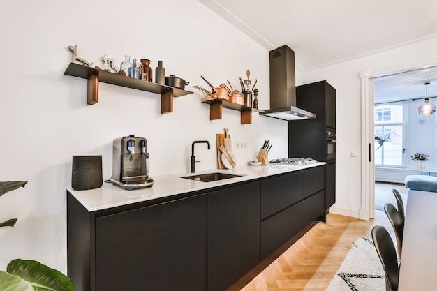 Interior of a beautiful kitchen of an elite house