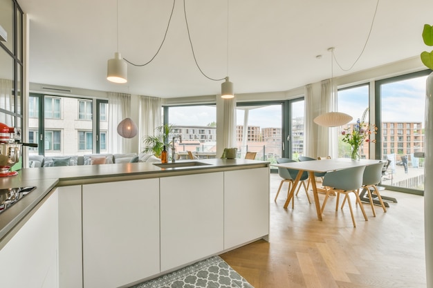 Interior of a beautiful kitchen of an elite house