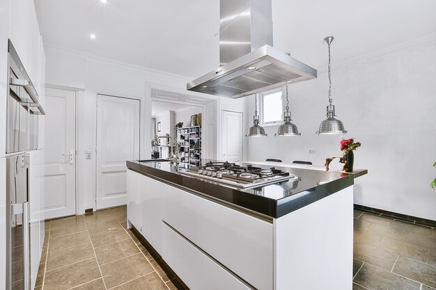 Interior of a beautiful kitchen of an elite house