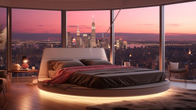 Interior of beautiful modern master Luxurious bedroom HD photo realistic beautiful