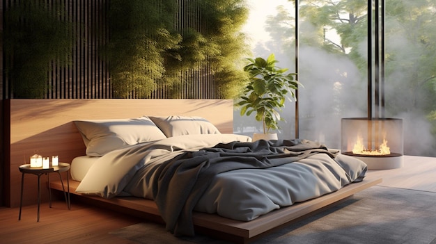 아름다운 현대 마스터 고급스러운 침실 HD 사진의 인테리어