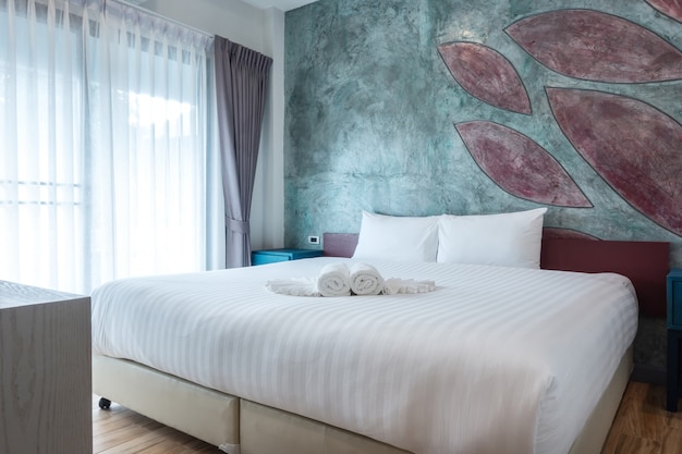 Interior of a bedroom in a hotel