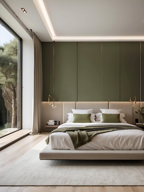 Interior of bedroom in modern apartment