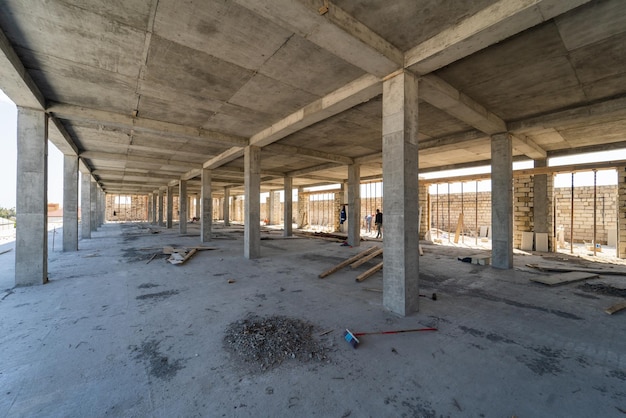 The interior of a building under construction