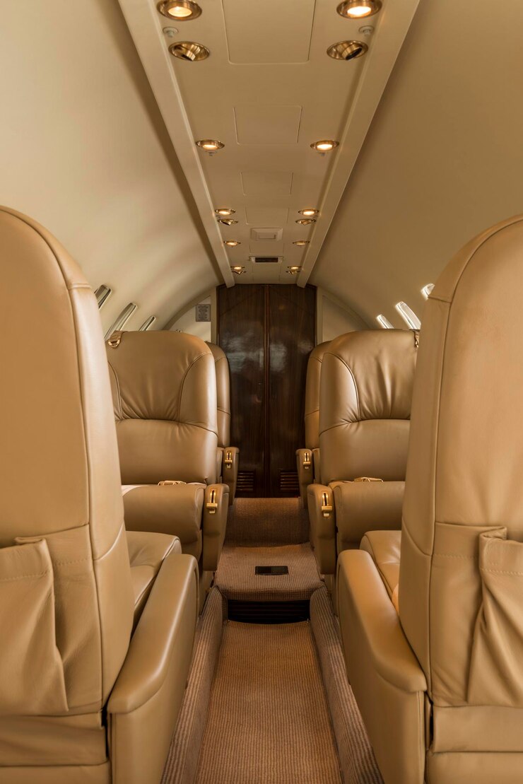 Interior of a business private jet stock photo