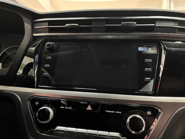 The interior of the car. Car-mounted tablet