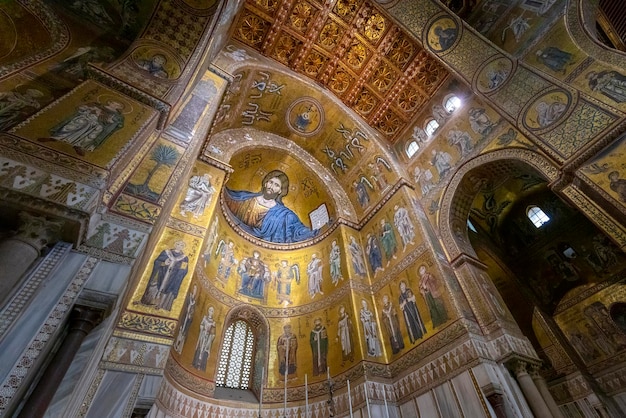 Interior of the Cathedral of Monreale detail of the apse