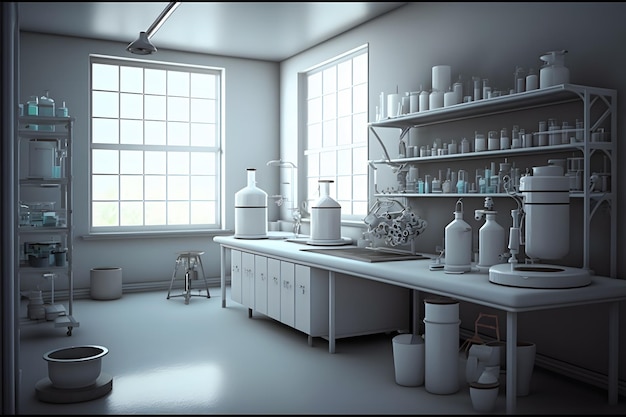 Interior of a chemical or biological laboratory Neural network AI generated