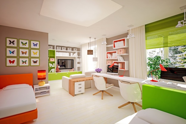 Interior children's bedroom in modern style