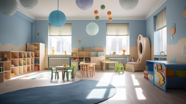 Interior of a children's room in a kindergarten