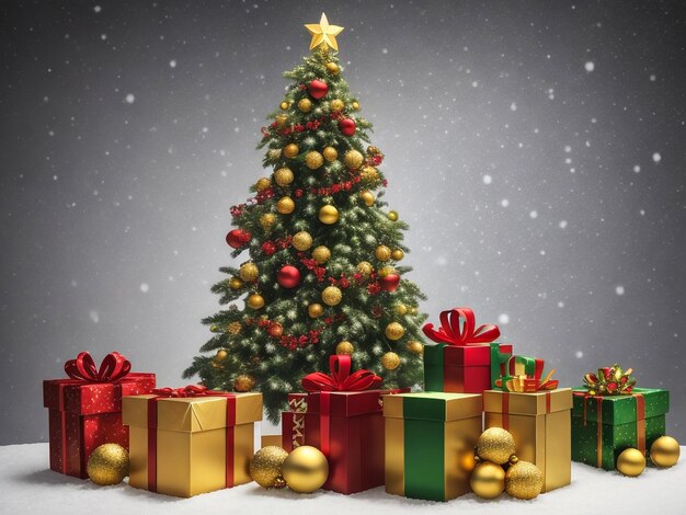 Внутренняя рождественская магия светящаяся елка камин подарки в темноте ночью