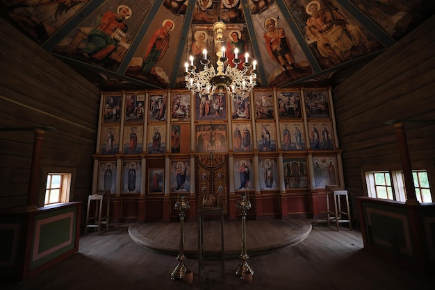 interior of the church iconostasis icons objects of worship altar religion crucifixion