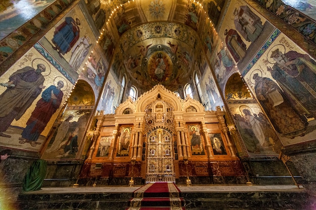 Interior in church of Saviour on Spilled Blood in Saint-Peterburg in Russia