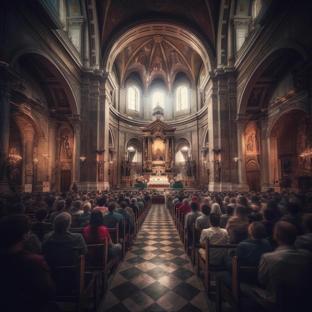 The interior of a church