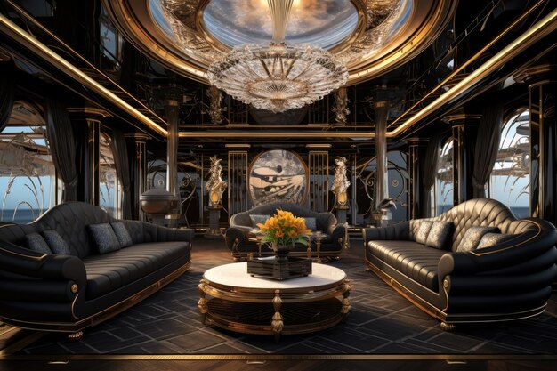 Photo interior of a classic baroque interior 3d rendering private ship interior exuding luxury and grandeur ai generated